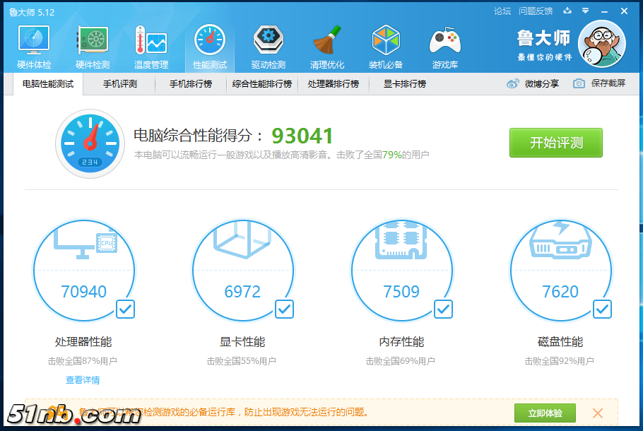 鲁大娘跑分比WIN7高