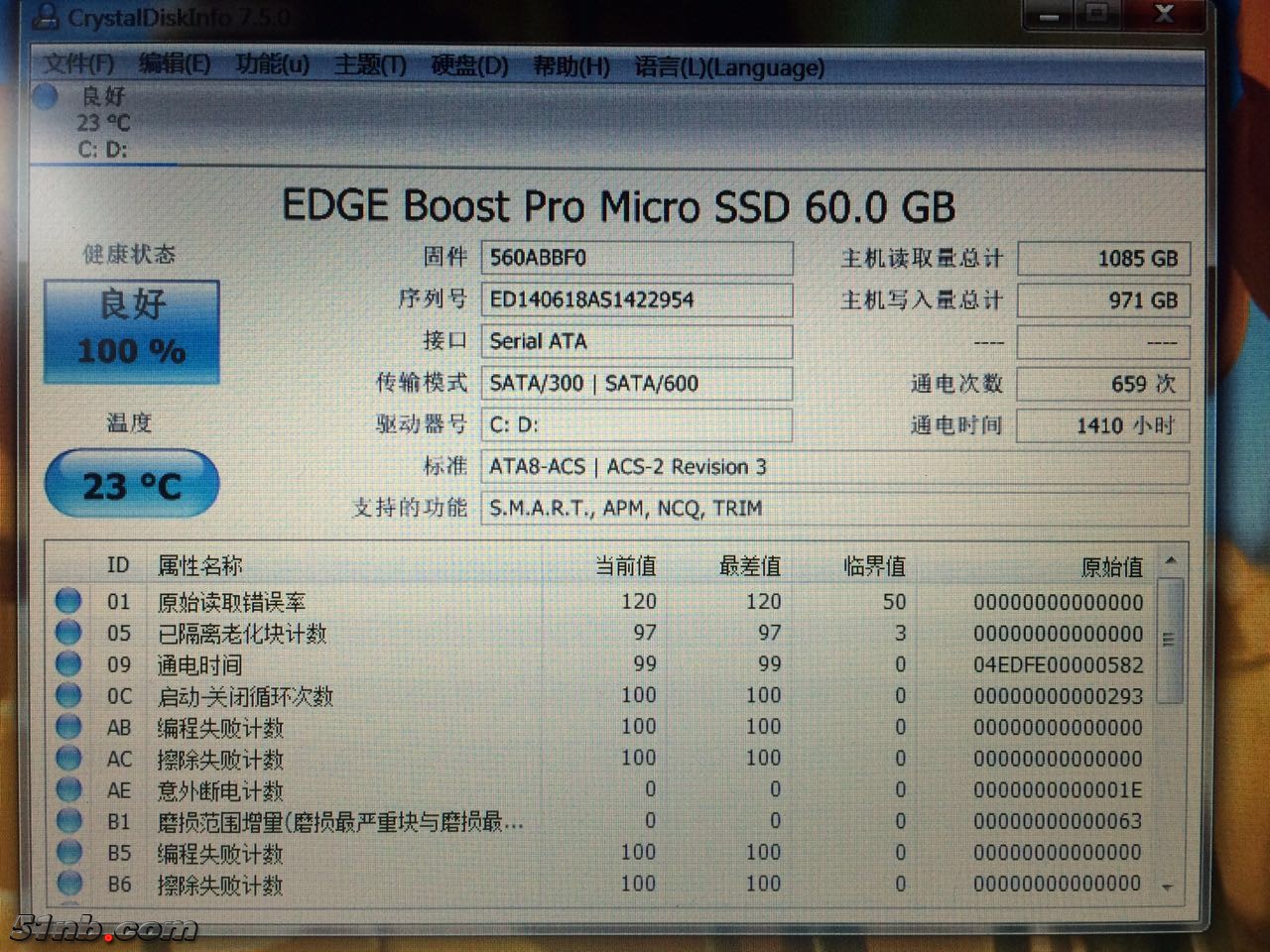 硬盘是Microsata接口转接的