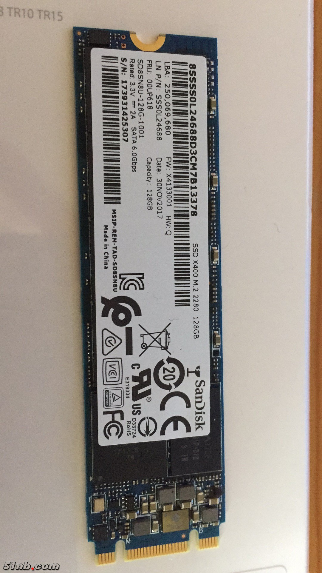 联想拆机 闪迪sandisk m.2 128G